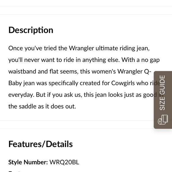 Wrangler Women Ultimate Riding Q-Baby Mid Rise Jeans. Size 5x30 - Picture 5 of 7